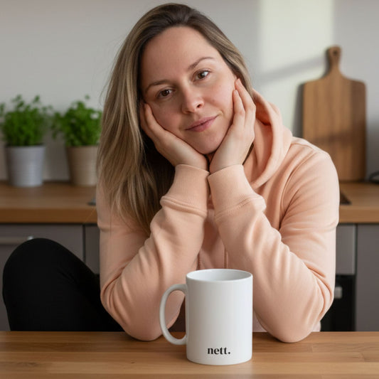 Keramik-Tasse "nett." – Statement-Kaffeebecher 2 Größen
