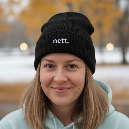 JoisPulse Beanie nett Statement-Mütze Bio-Baumwolle bestickt