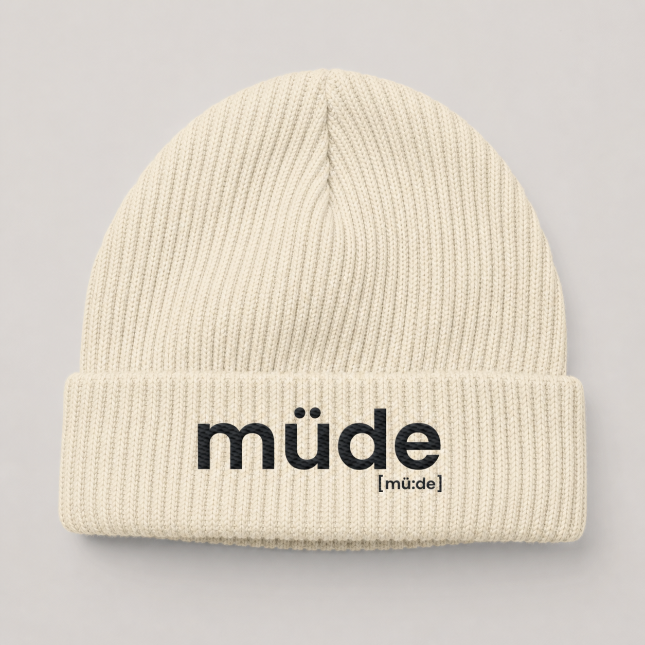 müde. – Bio Fisherman Beanie mit lässigem Strick Natural One Size Joispulse Store Kappen & Mützen