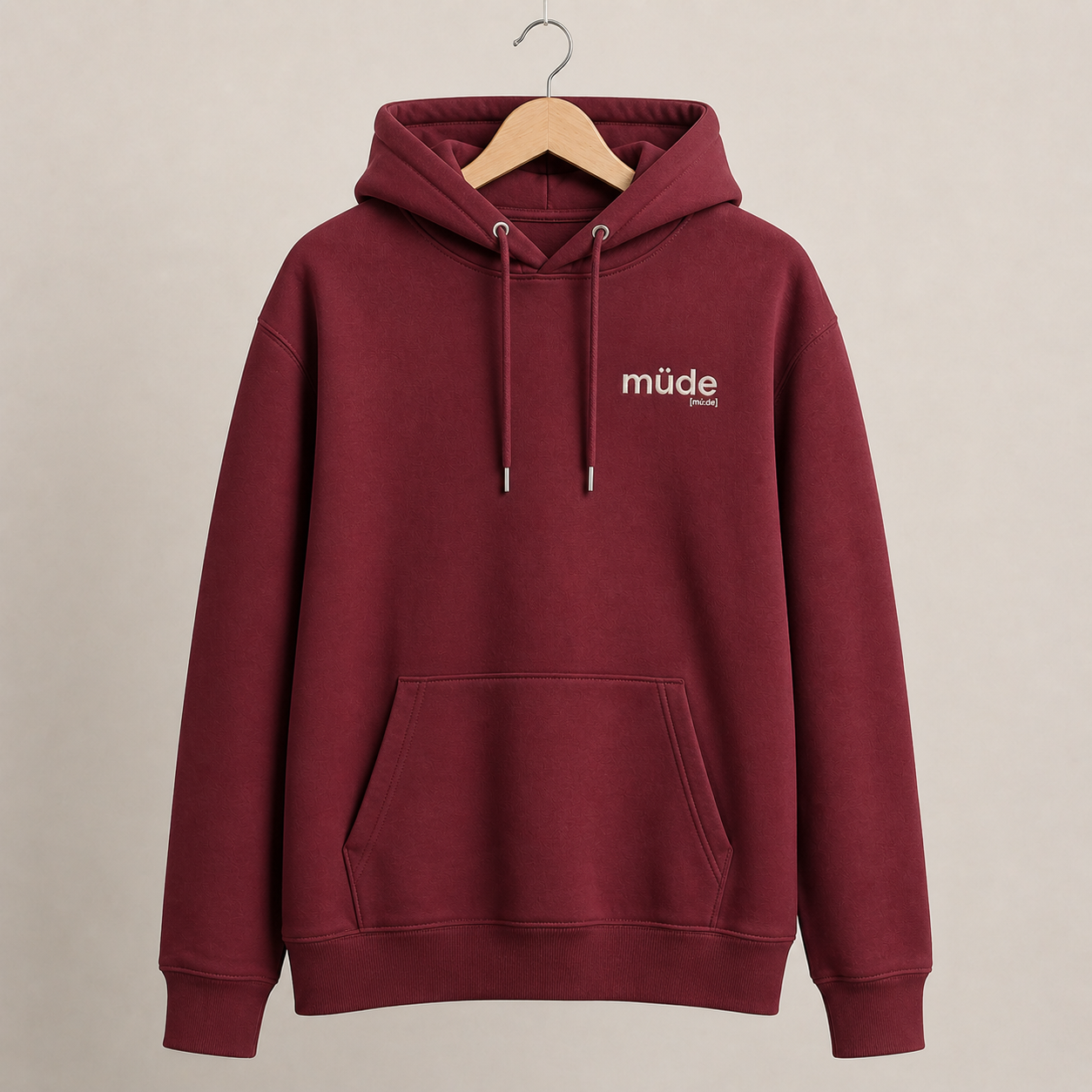 müde. – Bio Hoodie mit ehrlichem Statement Burgundy Joispulse Store Hoodies
