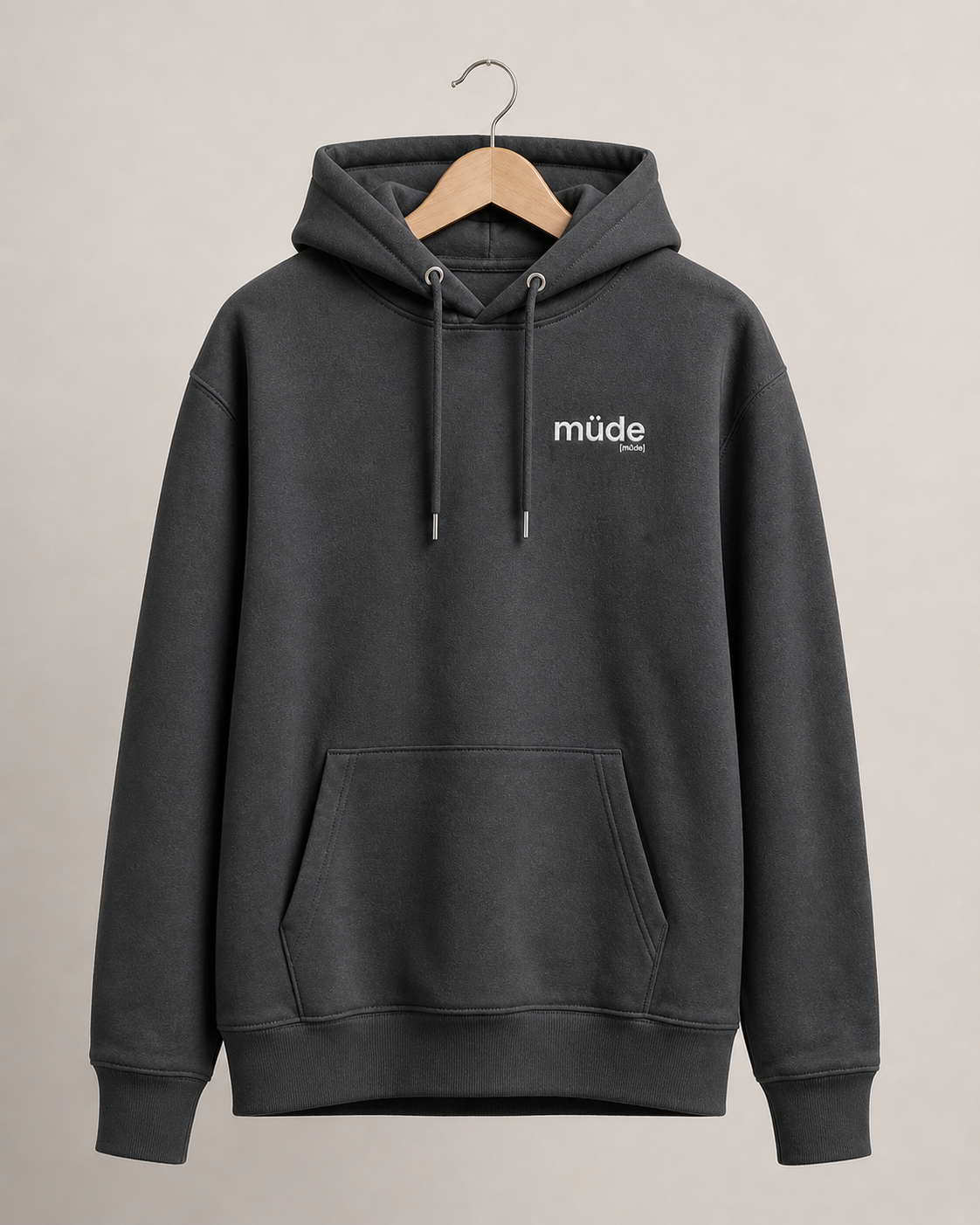 müde. – Bio Hoodie mit ehrlichem Statement India Ink Grey Joispulse Store Hoodies