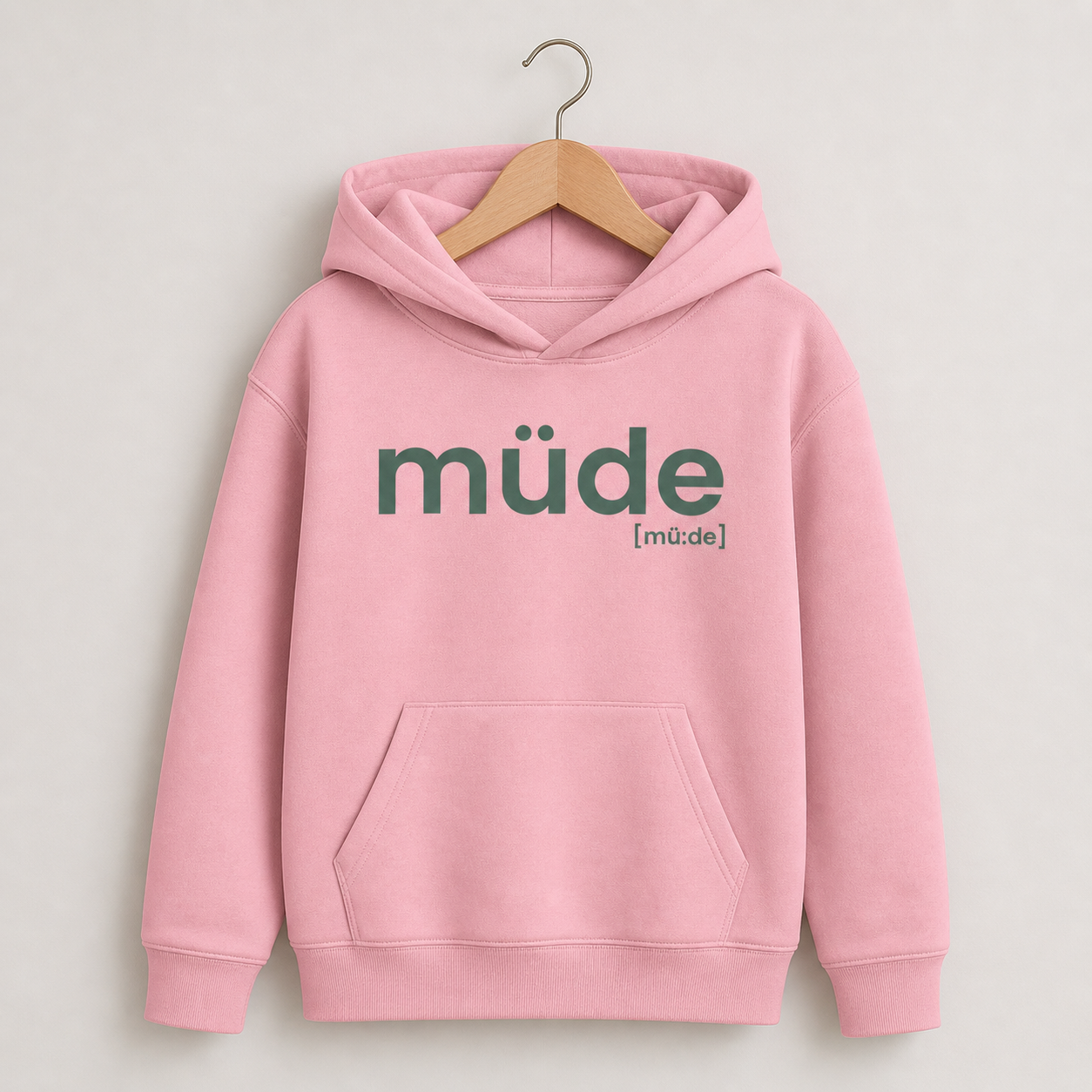 müde. – Bio Kinder Hoodie mit ehrlichem Statement Cotton Pink Joispulse Store Kids & Babys