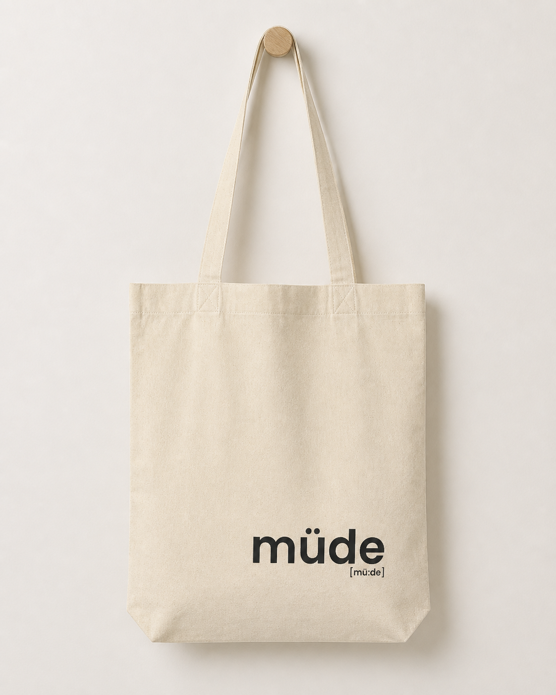 müde. – Bio Stoffbeutel mit ehrlichem Statement Natural ca. 38x42 Joispulse Store Taschen