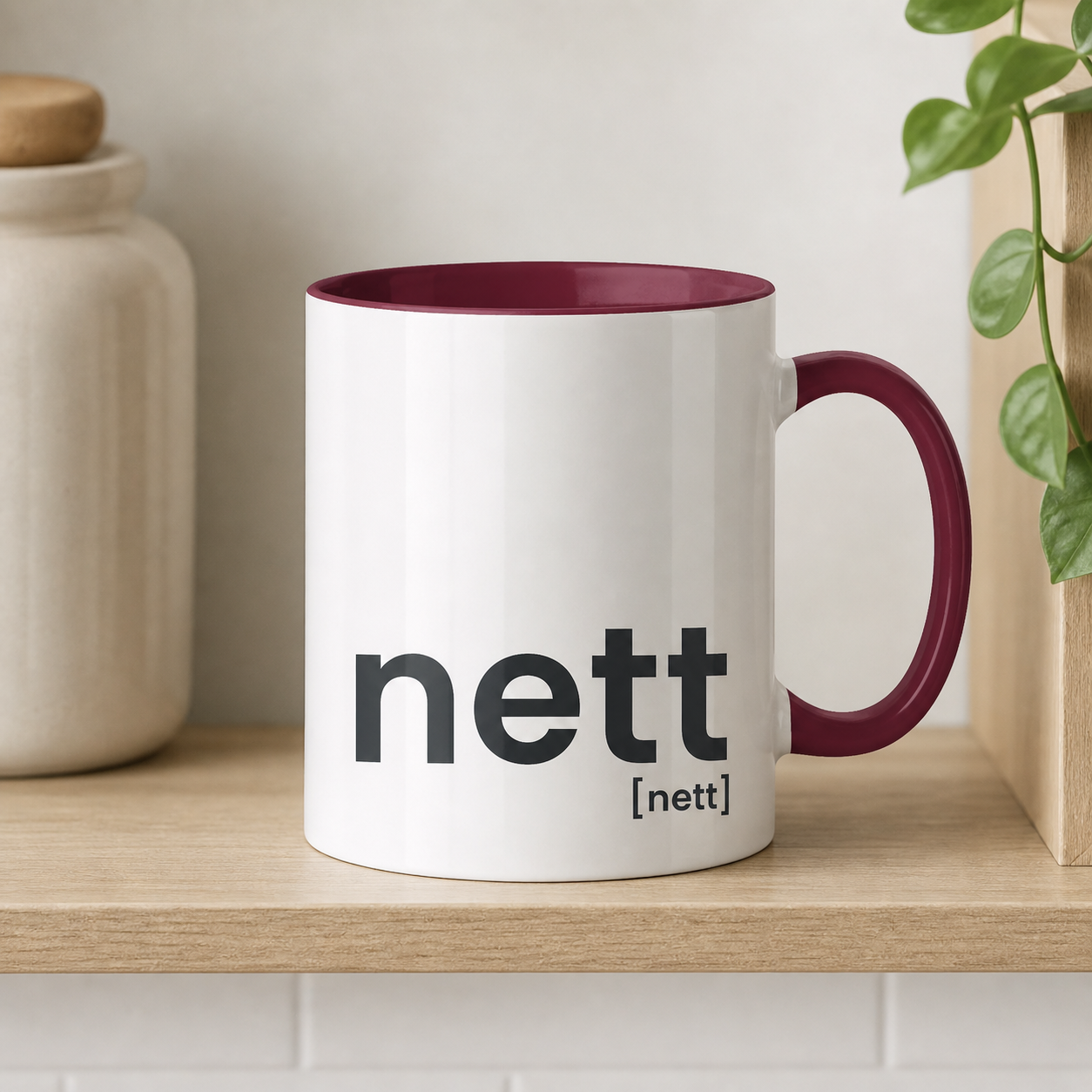 nett. – Zweifarbige Statement-Tasse für ehrliche Morgen Bordeaux 330ml Joispulse Store Trinkgefäße