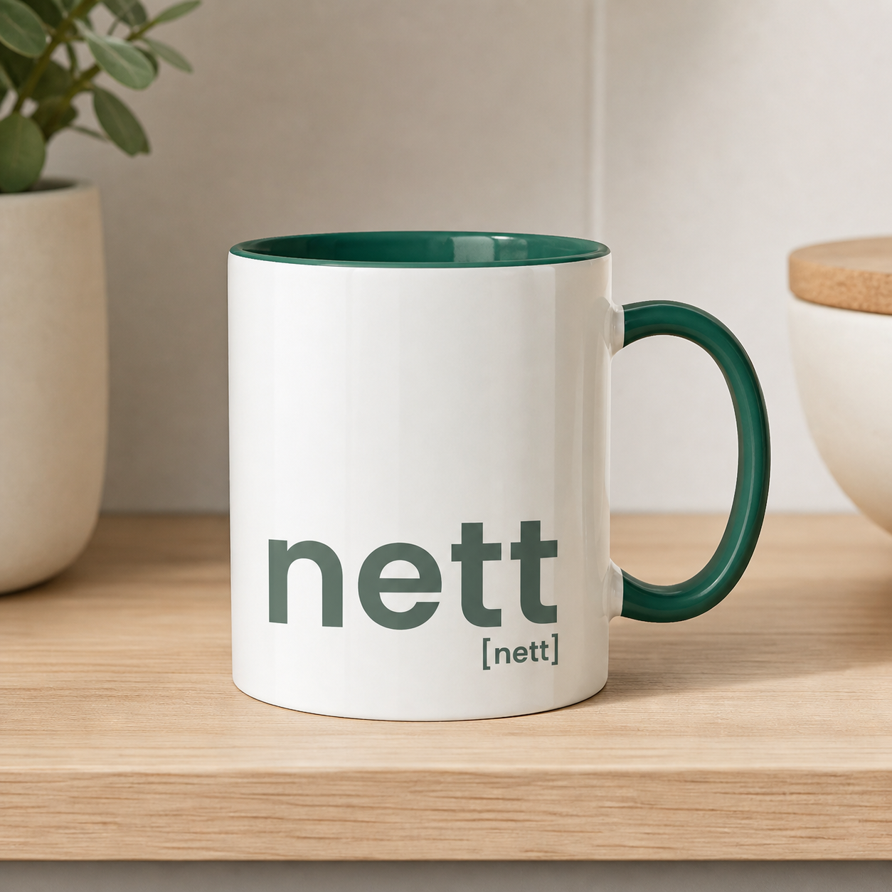 nett. – Zweifarbige Statement-Tasse für ehrliche Morgen Dunkelgrün 330ml Joispulse Store Trinkgefäße