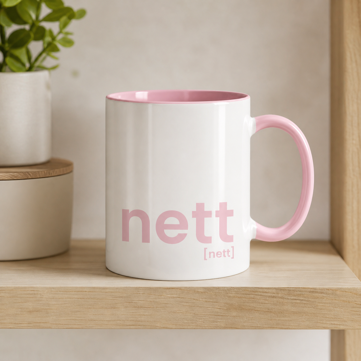 nett. – Zweifarbige Statement-Tasse für ehrliche Morgen Altrosa 330ml Joispulse Store Trinkgefäße