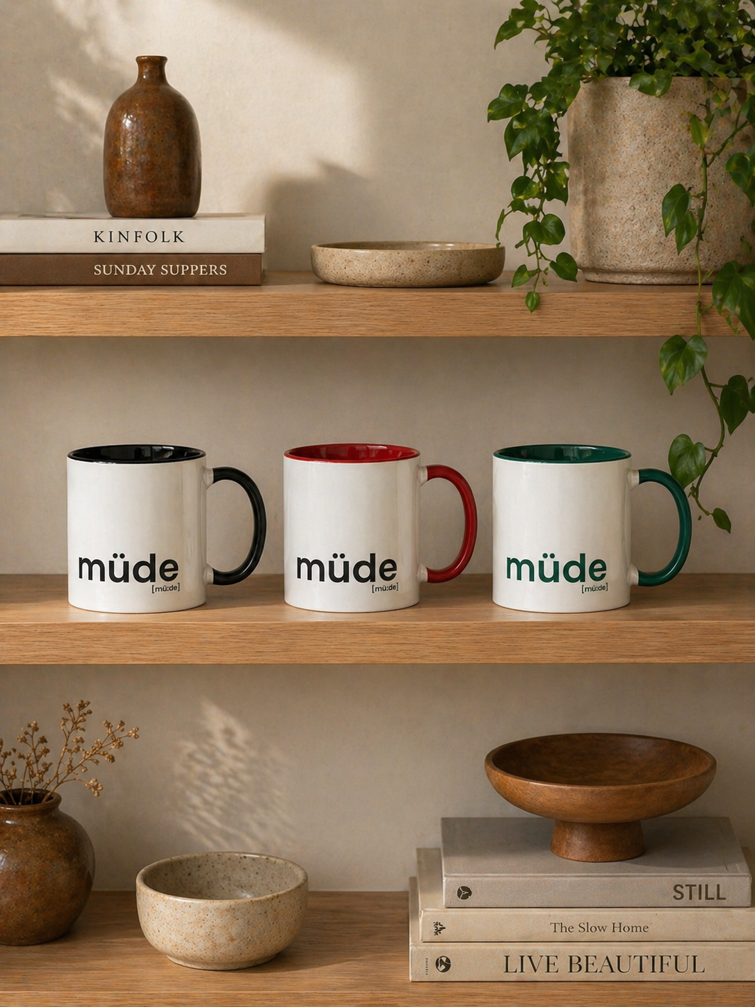 müde. – Zweifarbige Statement-Tasse für ehrliche Morgen Joispulse Store Trinkgefäße